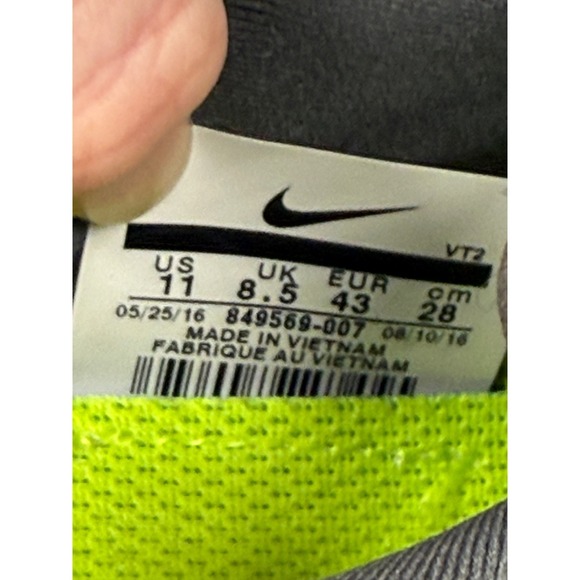 Nike Flyknit Lunarglide 8 Womens 11 Gray Neon Running Athletic Training Shoe - Picture 5 of 8